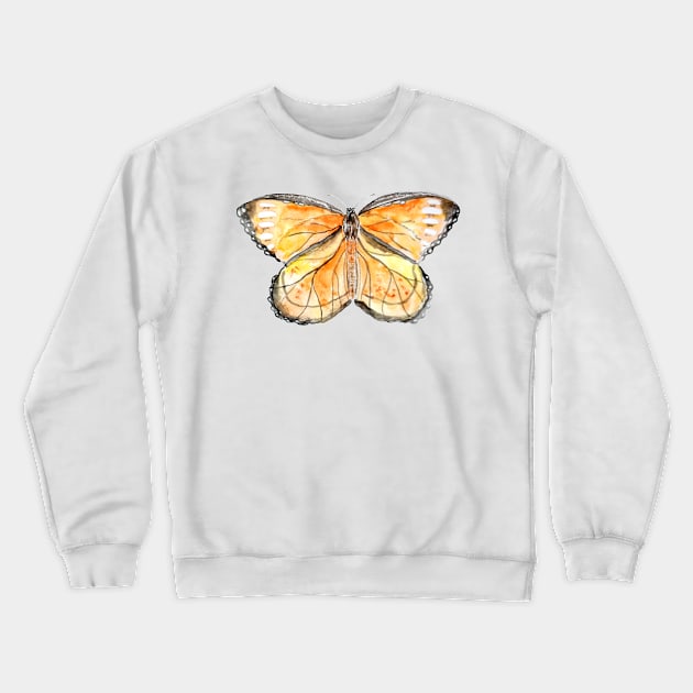 orange and black butterflies watercolor 1 Crewneck Sweatshirt by colorandcolor